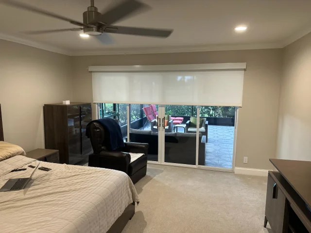 Blackout Shades — Master Bedroom — Seaglass Window Fashions