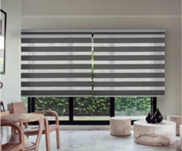 Zebra Shades — Modern Room — Seaglass Window Fashions